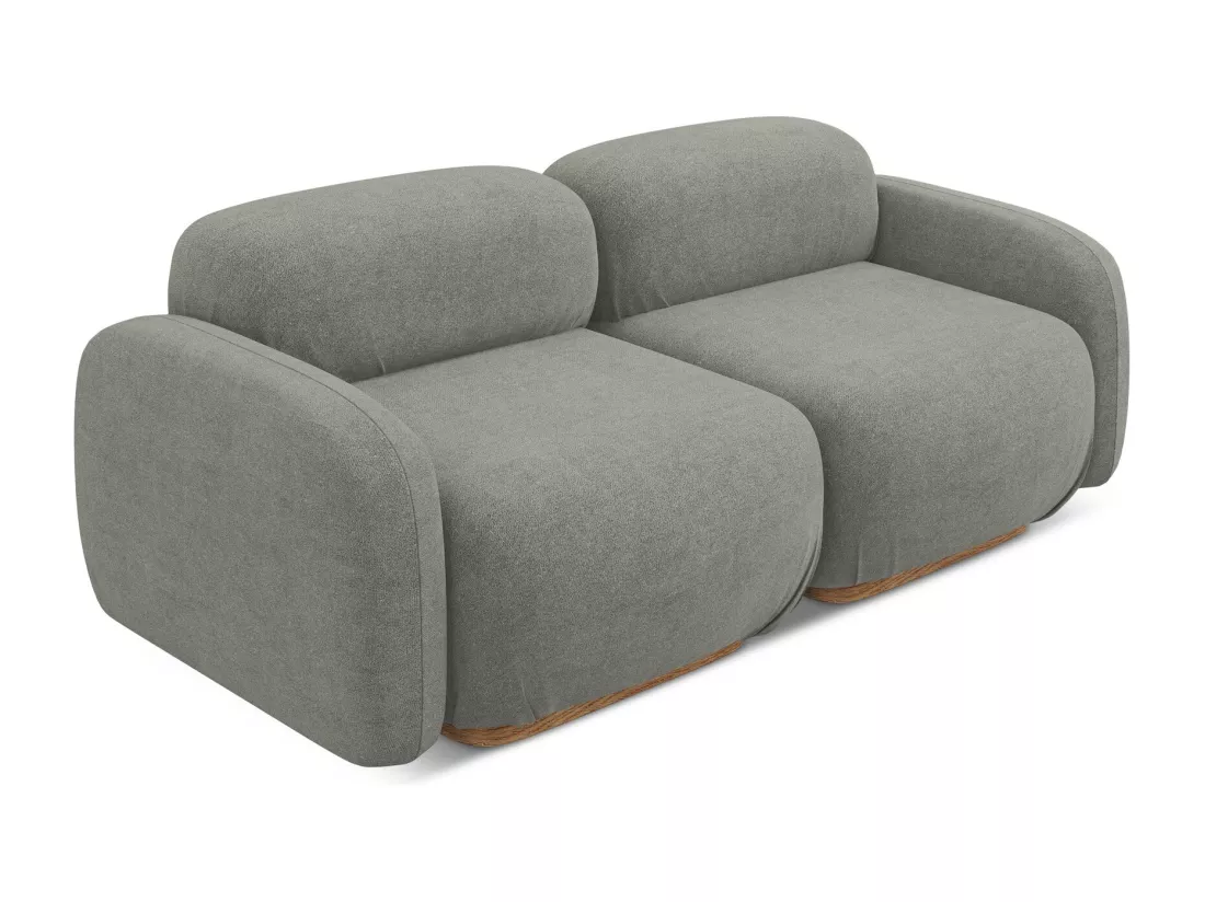 Canapé modulable 3 places en tissu bouclette - beige gris - AILANI