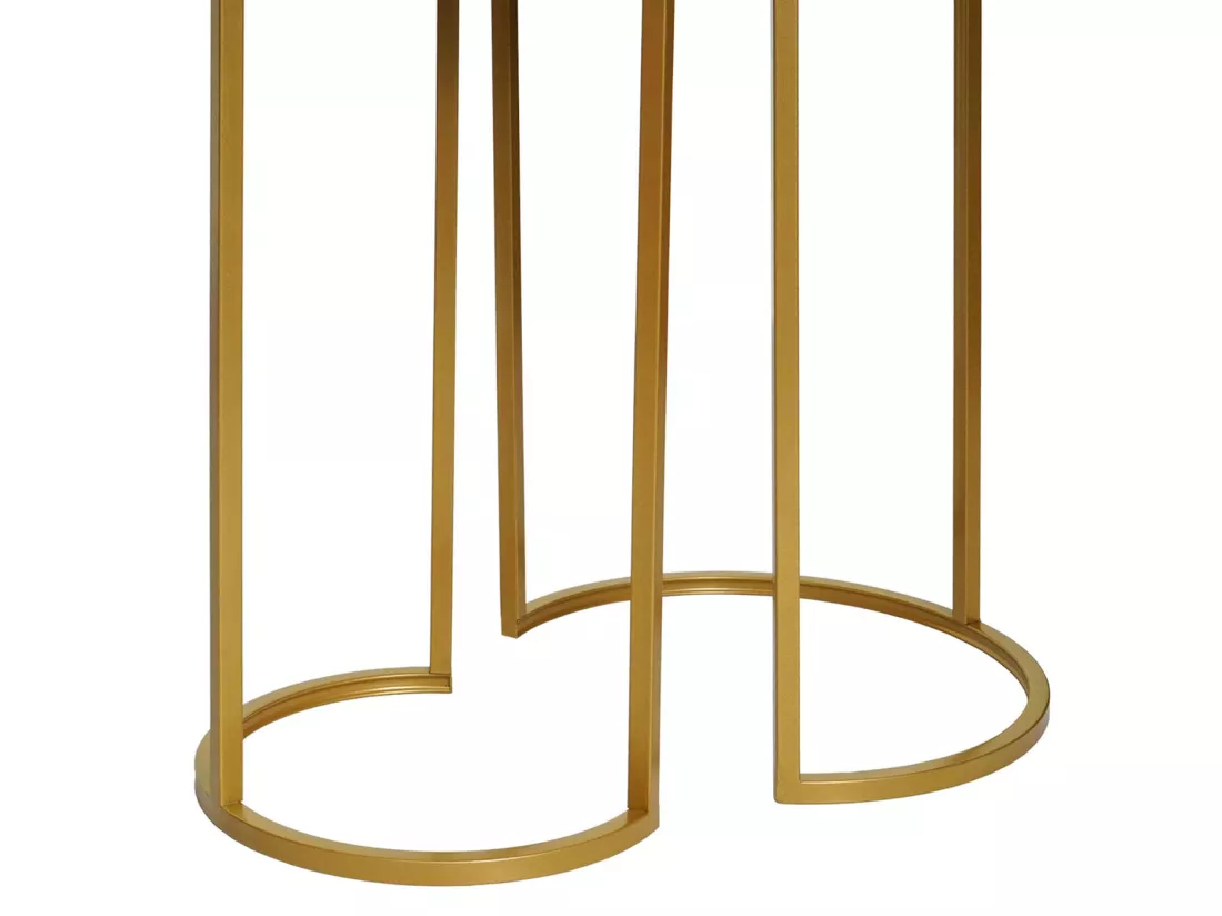 Lot de 2 tables d'appoint MCW-K46, blanc-or