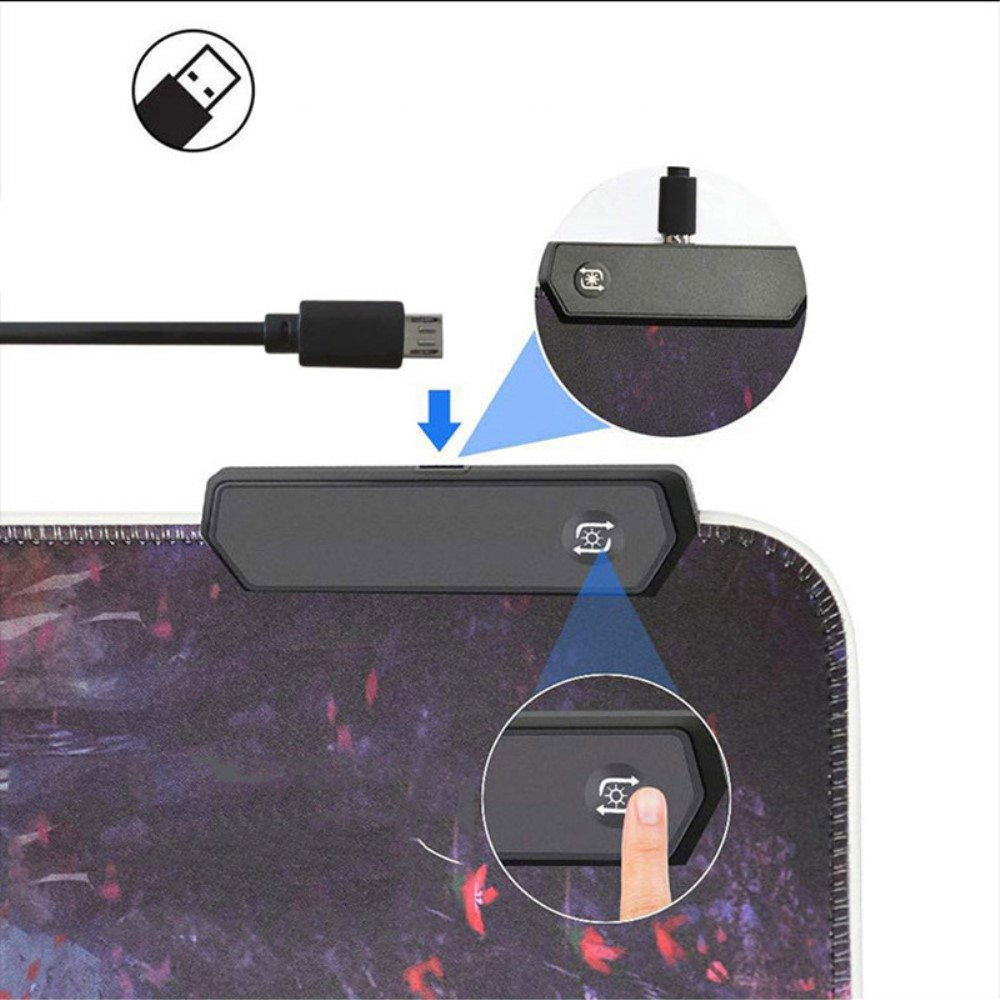 (80x30cm) Gaming Mauspad Mausmatte mit Rutschfester Unterseite   RGB-Beleuchtung - Schwarz