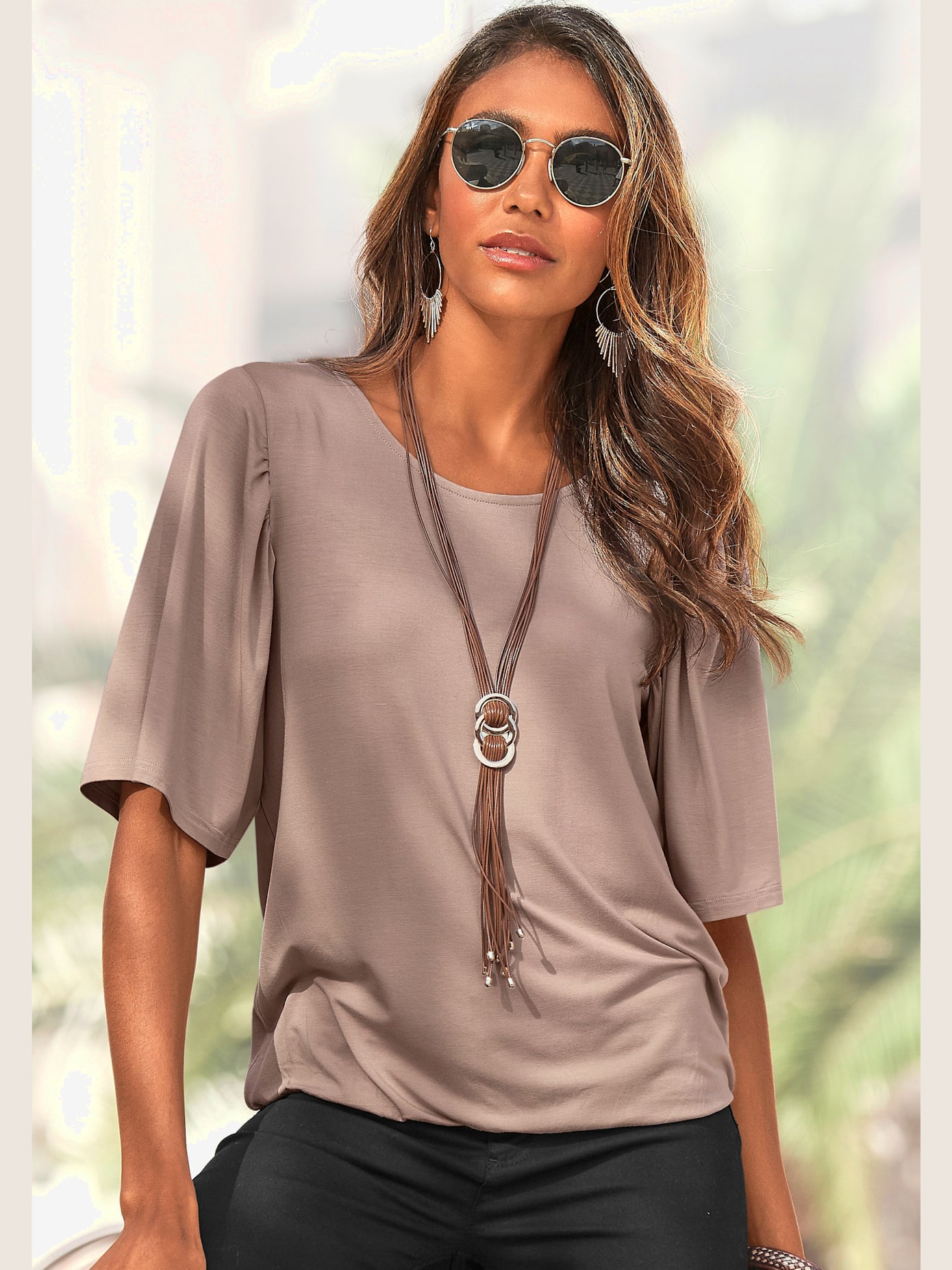 T-shirt manches larges tendance avec petites fronces devant et au dos
