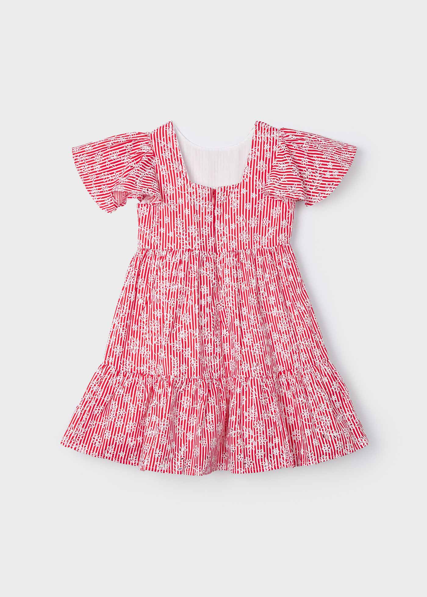 Vestido listrado de popeline para meninas, cor tinta