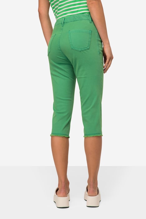 Caprihose, Jeggings, Fransensaum, Elastikbund, mit recycelten Materialien