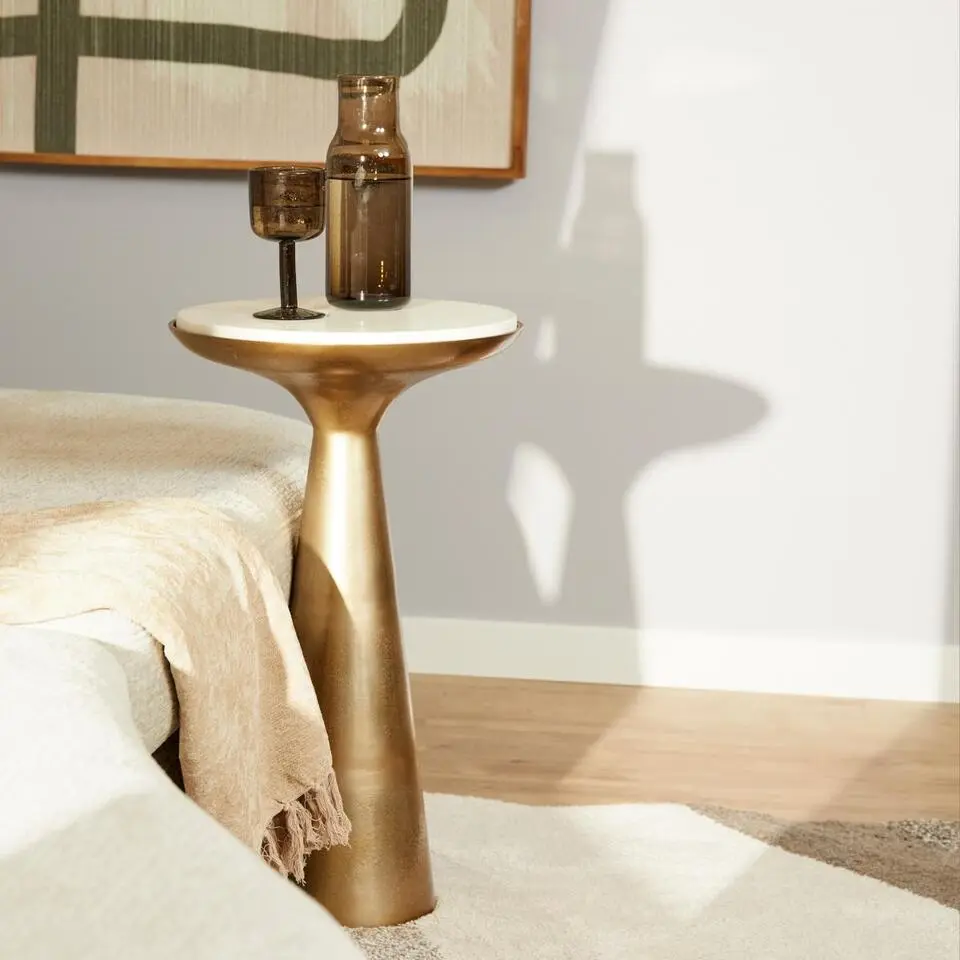 StarFurn - Bijzettafel Essy Ø38 cm - wit marmer