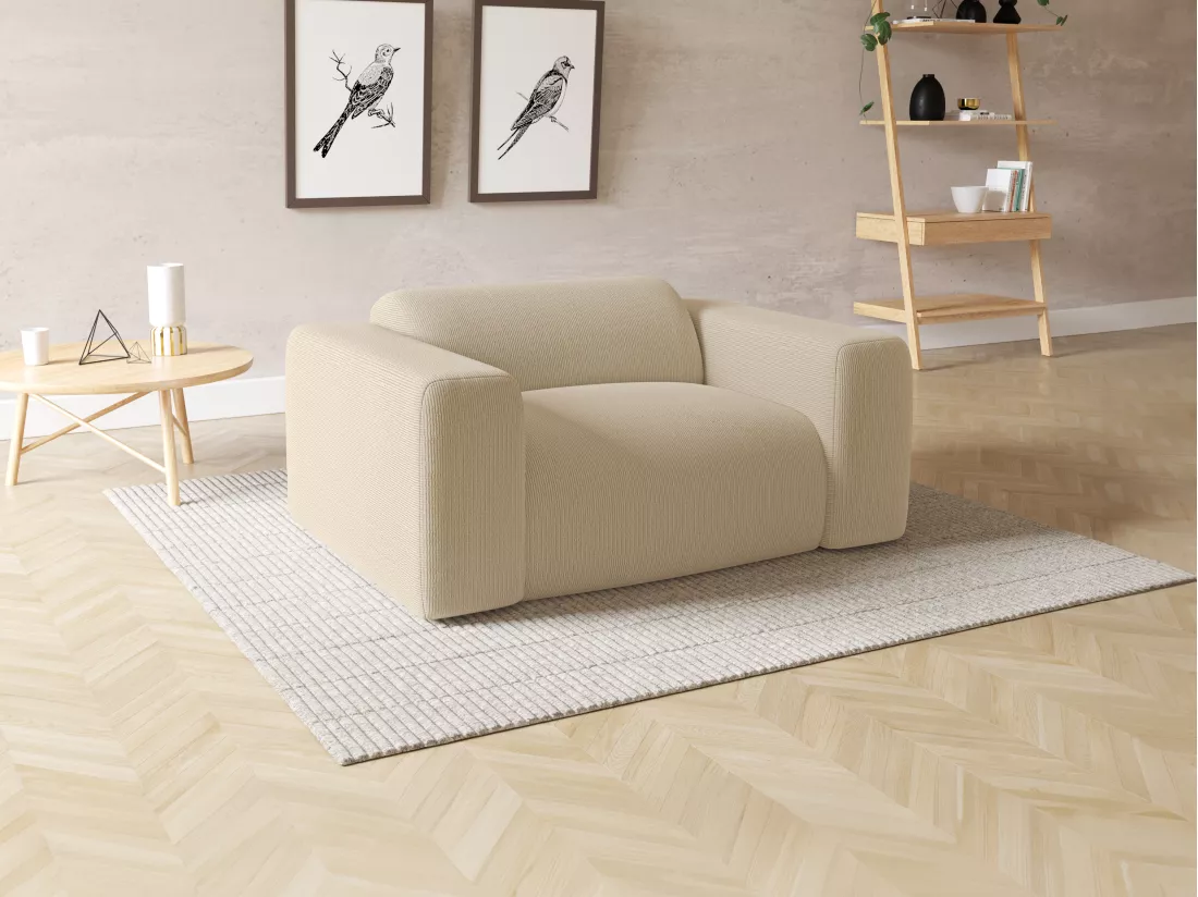 Fauteuil en tissu texturé beige POGNI de Maison Céphy