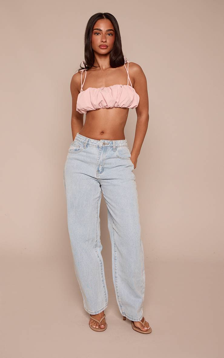 Rose Pâle Haut Bandeau Froncé À Nouer Petite Taille