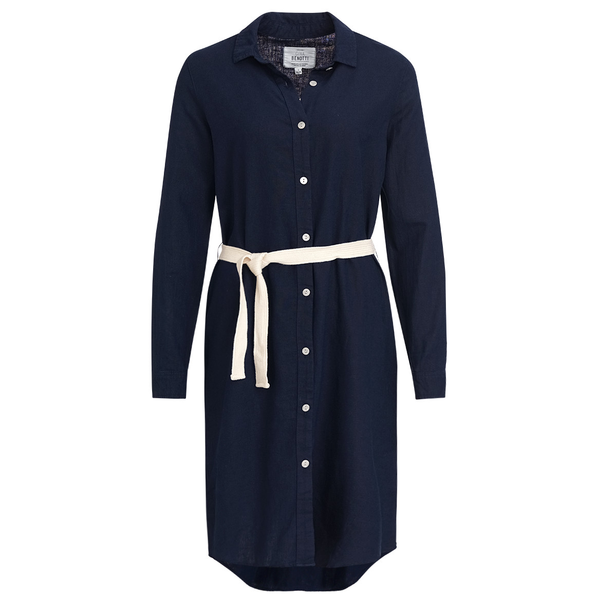 Gina Benotti Damen Leinen-Kleid mit Bindegürtel dunkelblau