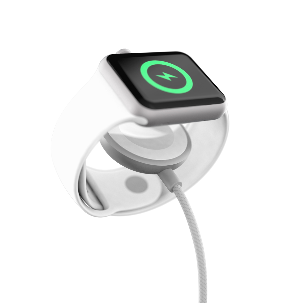 (1.2m) Apple Watch USB C Nylon Ladekabel Magnetischer Qi Charger (9915102100017) - Weiss