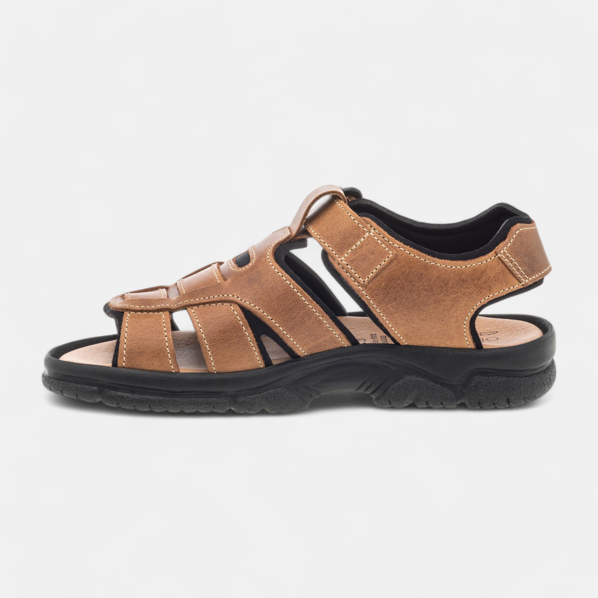 Nu-pieds confort Homme en cuir cognac