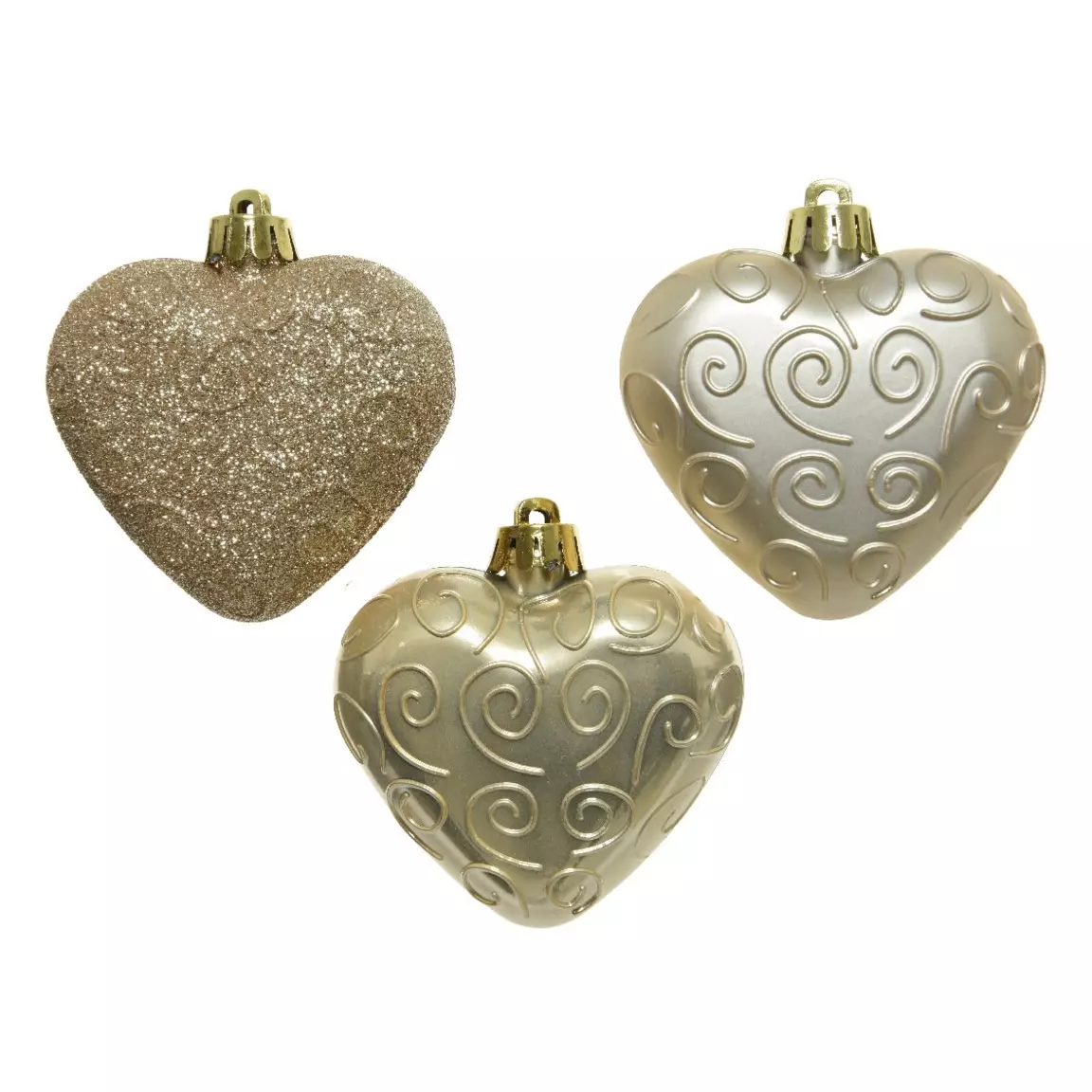 Lot de 6 coeurs de Noël à suspendre (H6 cm) Alpine Perle