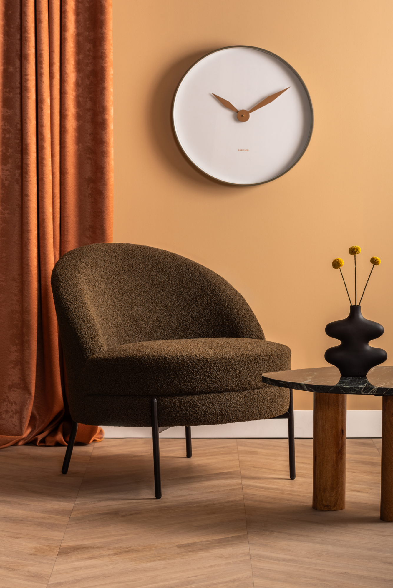 Chair Noble teddy curl dark warm grey
