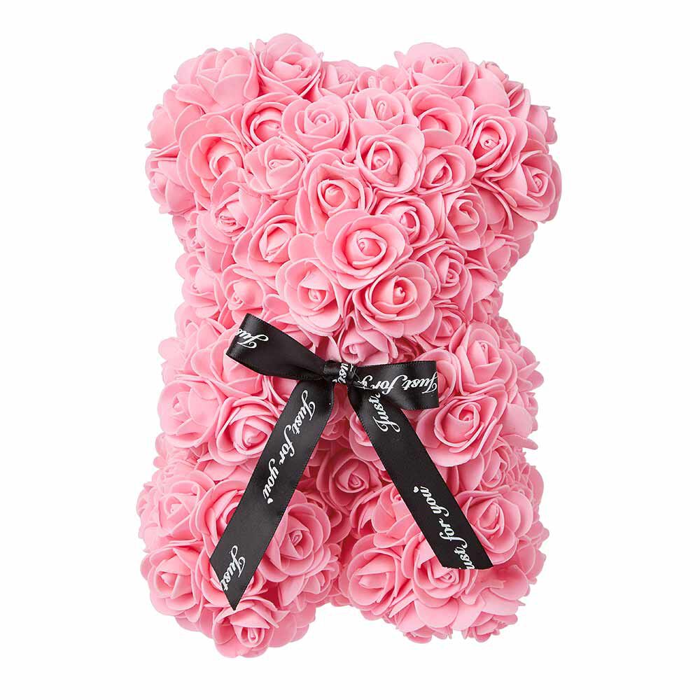Ourson déco en roses artificielles