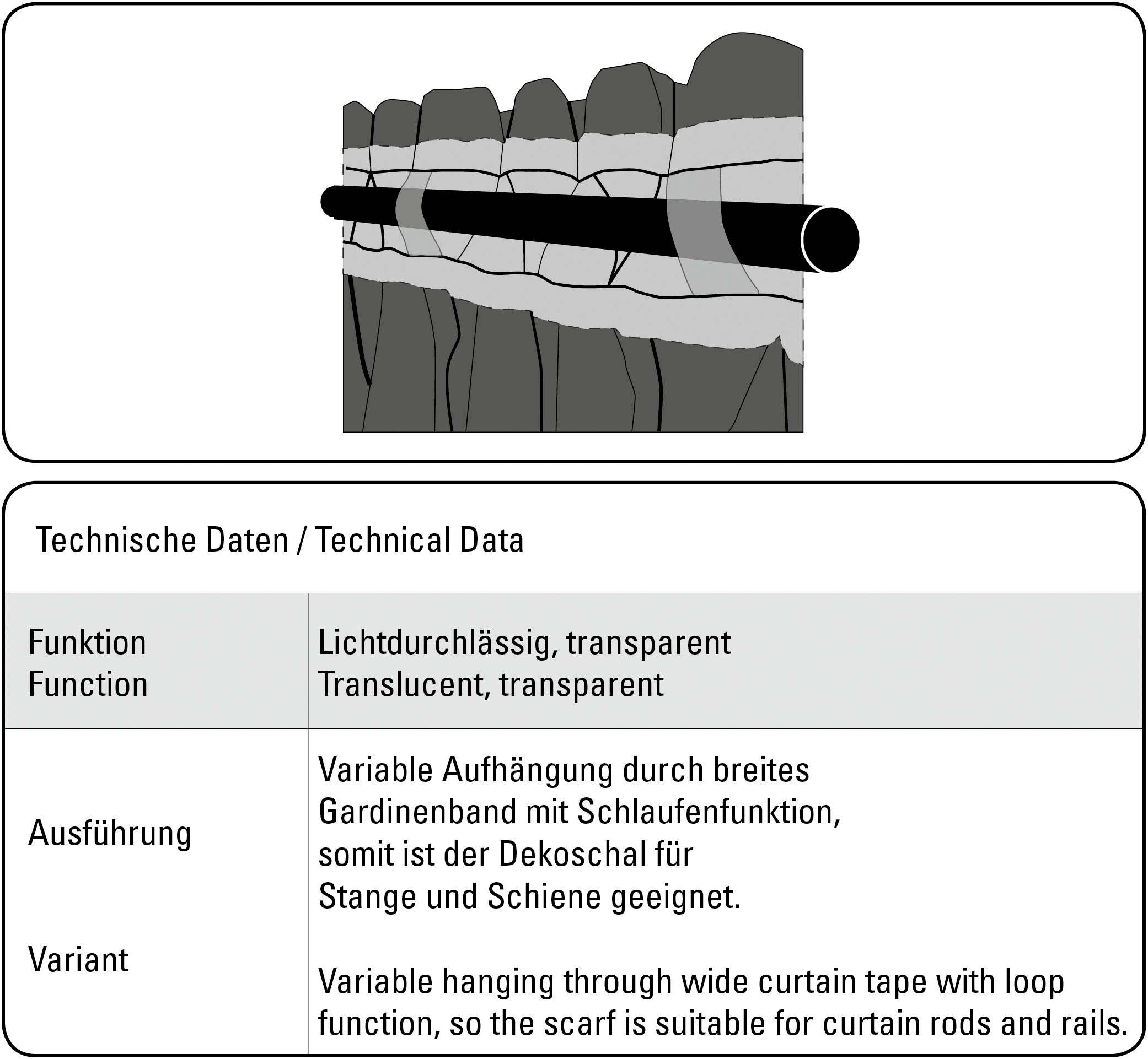 Sehlbach Gardine »Schal Voile mit Beschwerungstasche« Schlaufen 1 Stk. tlg. mit Gardinenband und verdeckten Schlaufen