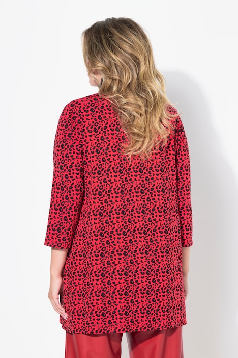 Longshirt, Leomuster, Glitzer-Statement, 3/4-Ärmel