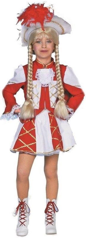 Dansmarietje rood - wit Gardedans meisje Maat 164