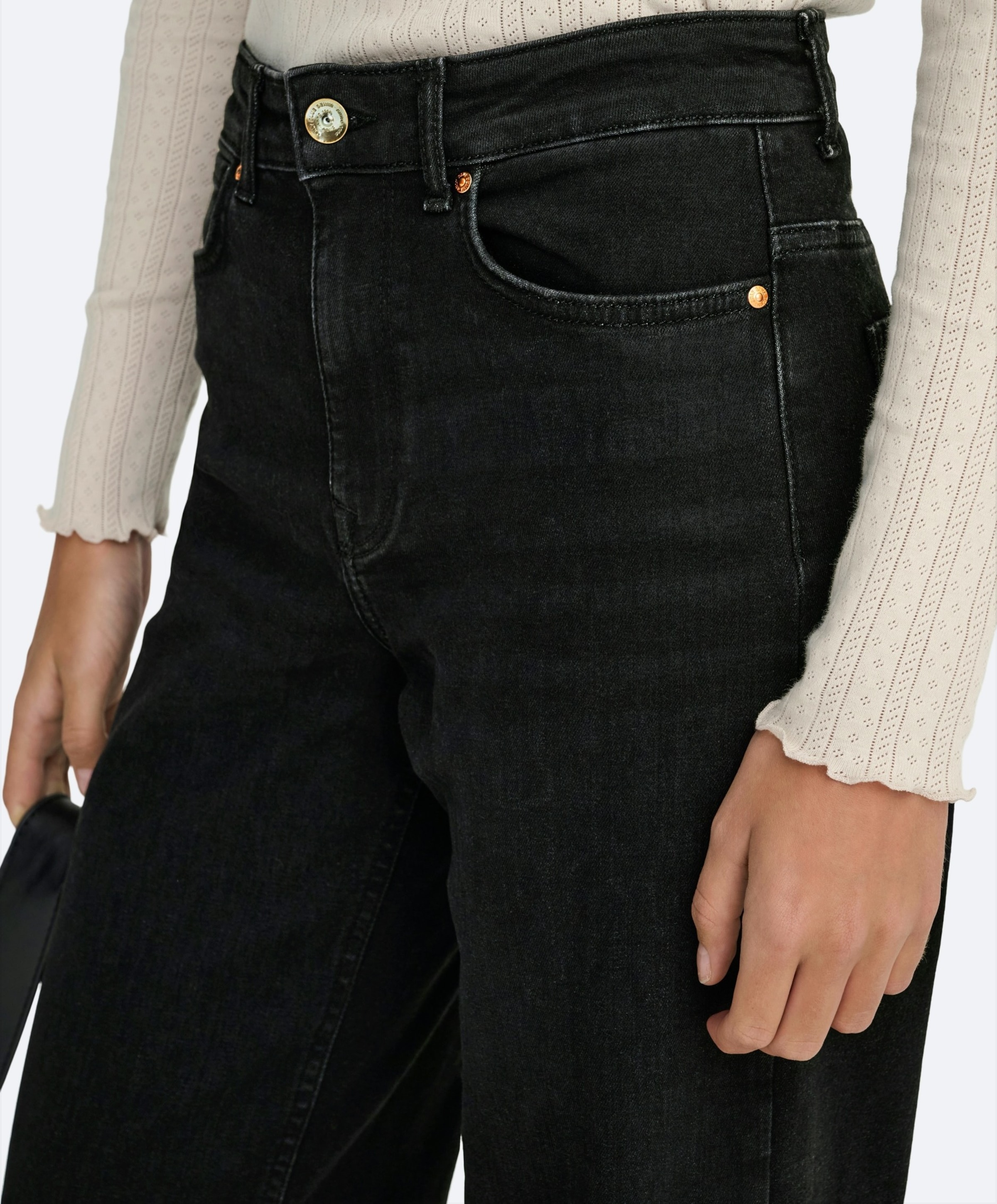 Only ONLMADISON BLUSH HW WIDE DNM CRO099 dames jeans zwart