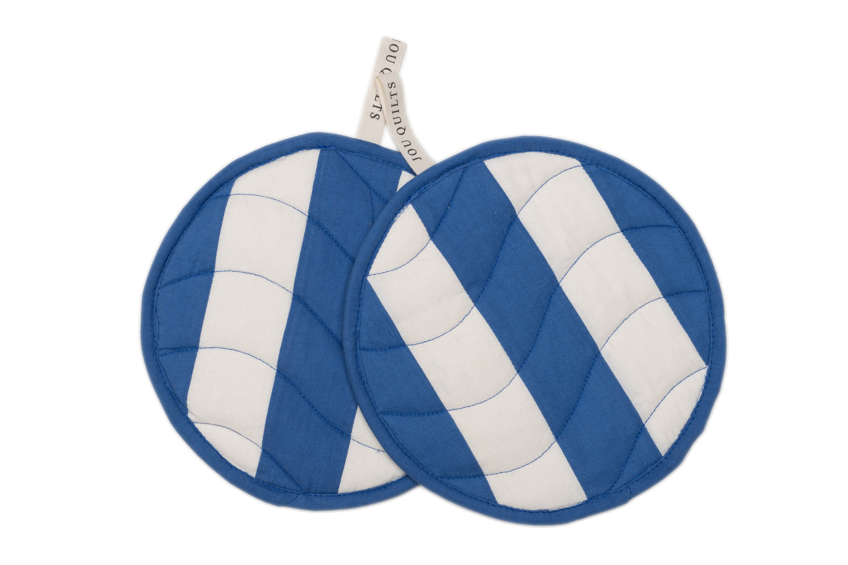 Jou Quilts  Grydelapper strib - blå/creme