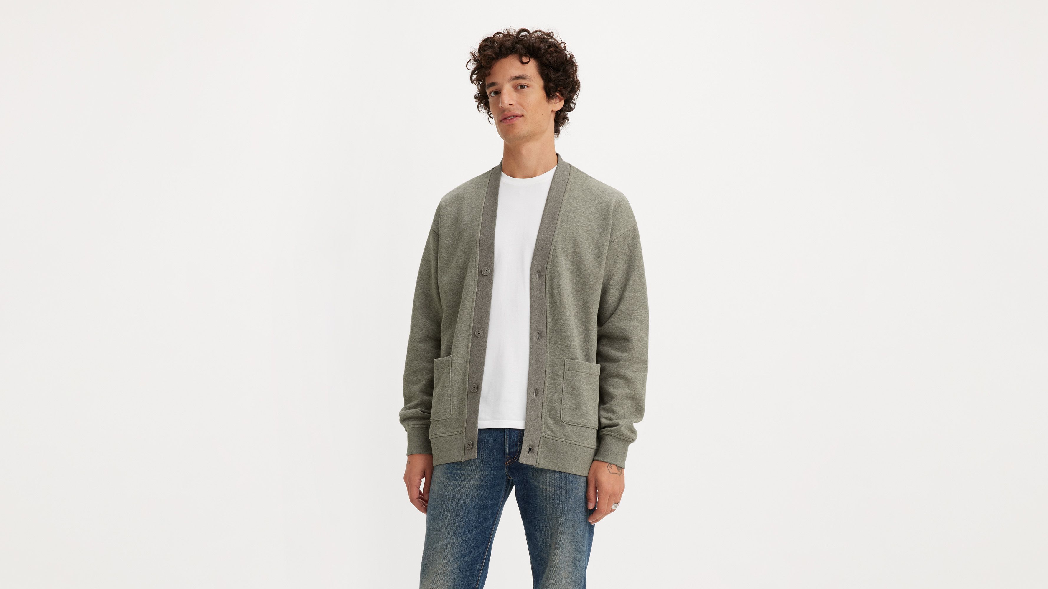 Sweat-shirt cardigan - Smokey Olive - Vert