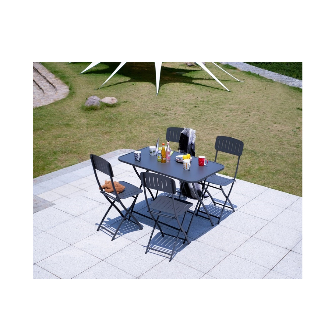 CONTINI Gartentisch 110x70cm Metall anthrazit, klappbar