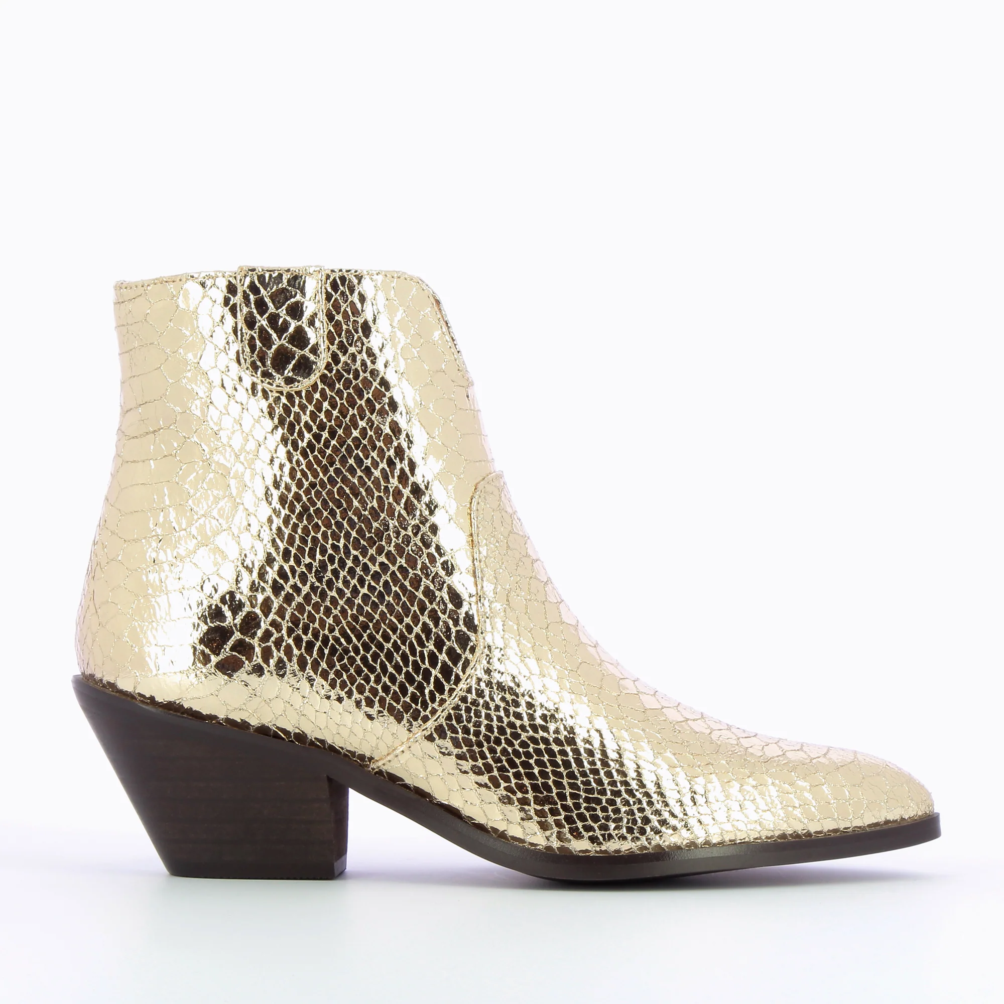 Bottines-Bottines santiags Caroline or effet serpent