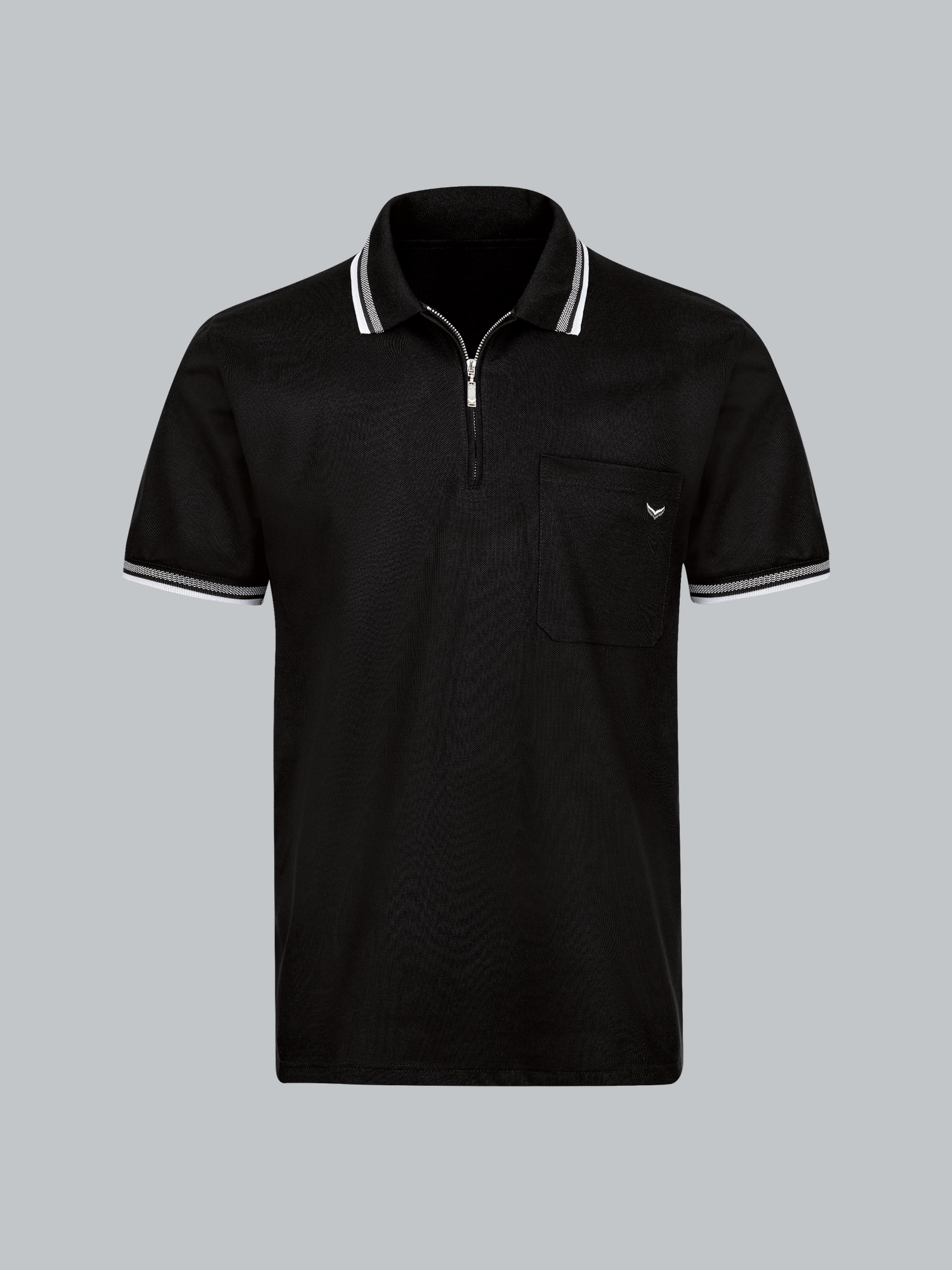 Poloshirt mit Reißverschluss Schwarz