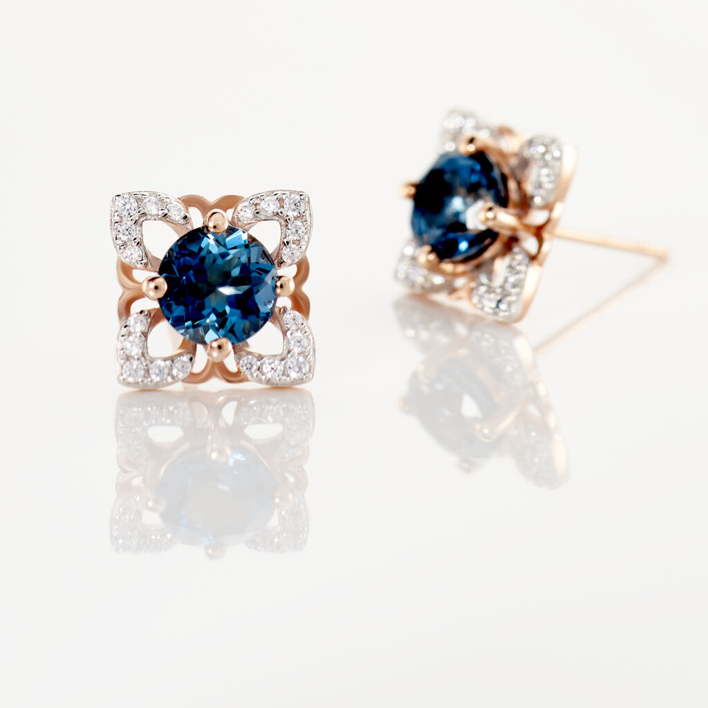 Boucles D'oreilles Pendantes Haia Or Rose Topaze Et Oxyde De Zirconium