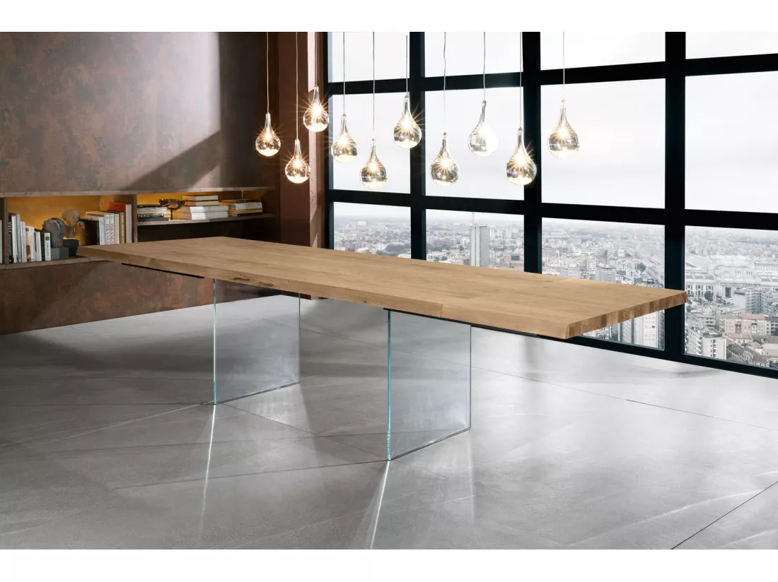 Snooker Table extensible (200/300 x 100 cm) en placage chêne brun
