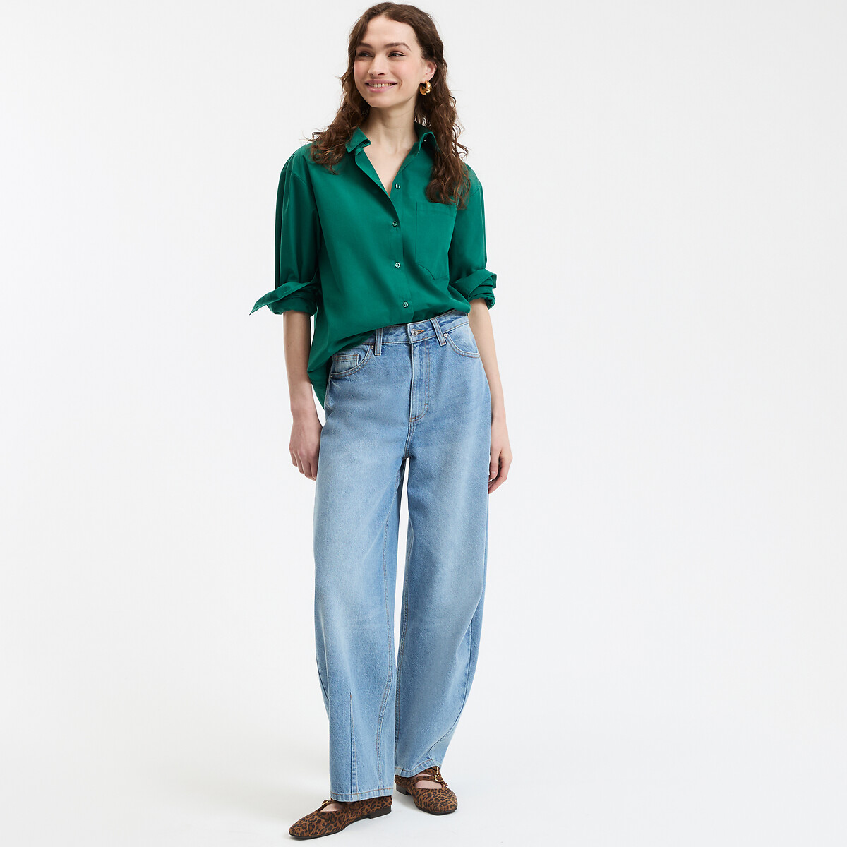 COLEÇÕES LA REDOUTE<br>Camisa de algodão folgada, estampa exclusiva MARLENE