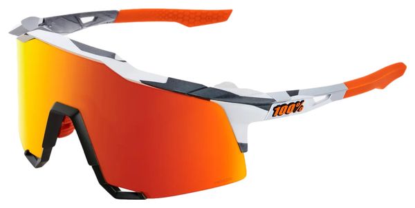 Lunettes 100% Speedcraft Soft Tact Gris Camo - Verres Miroir Multicouche Rouge Hiper