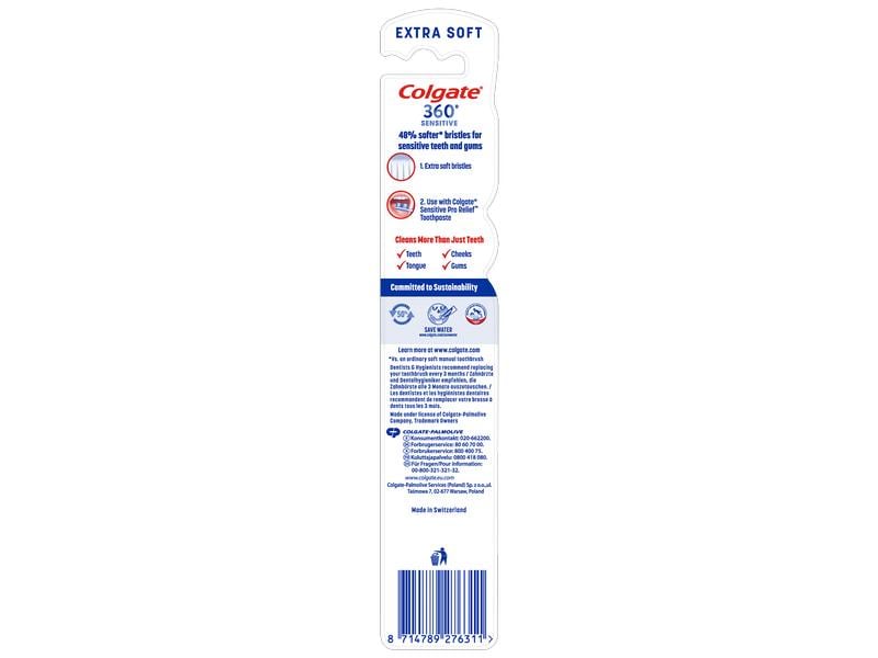 Colgate Handzahnbürste 360° Sensitive extra weich assortier Zahnbürste für sensitive Zähne
