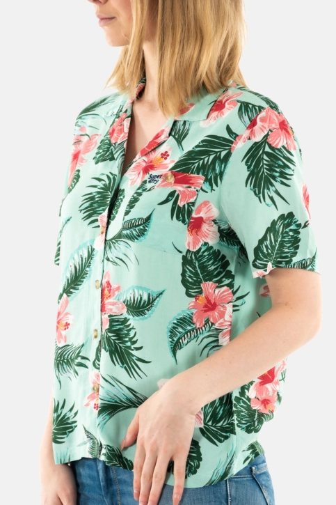 Chemisier manches courtes superdry beach resort 2kl luna rose mint