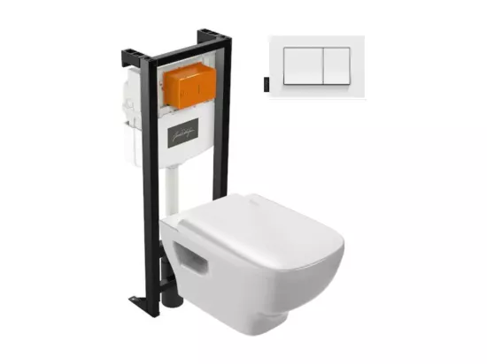 Pack WC suspendu sans bride JACOB DELAFON Struktura avec abattant + bâti support + plaque