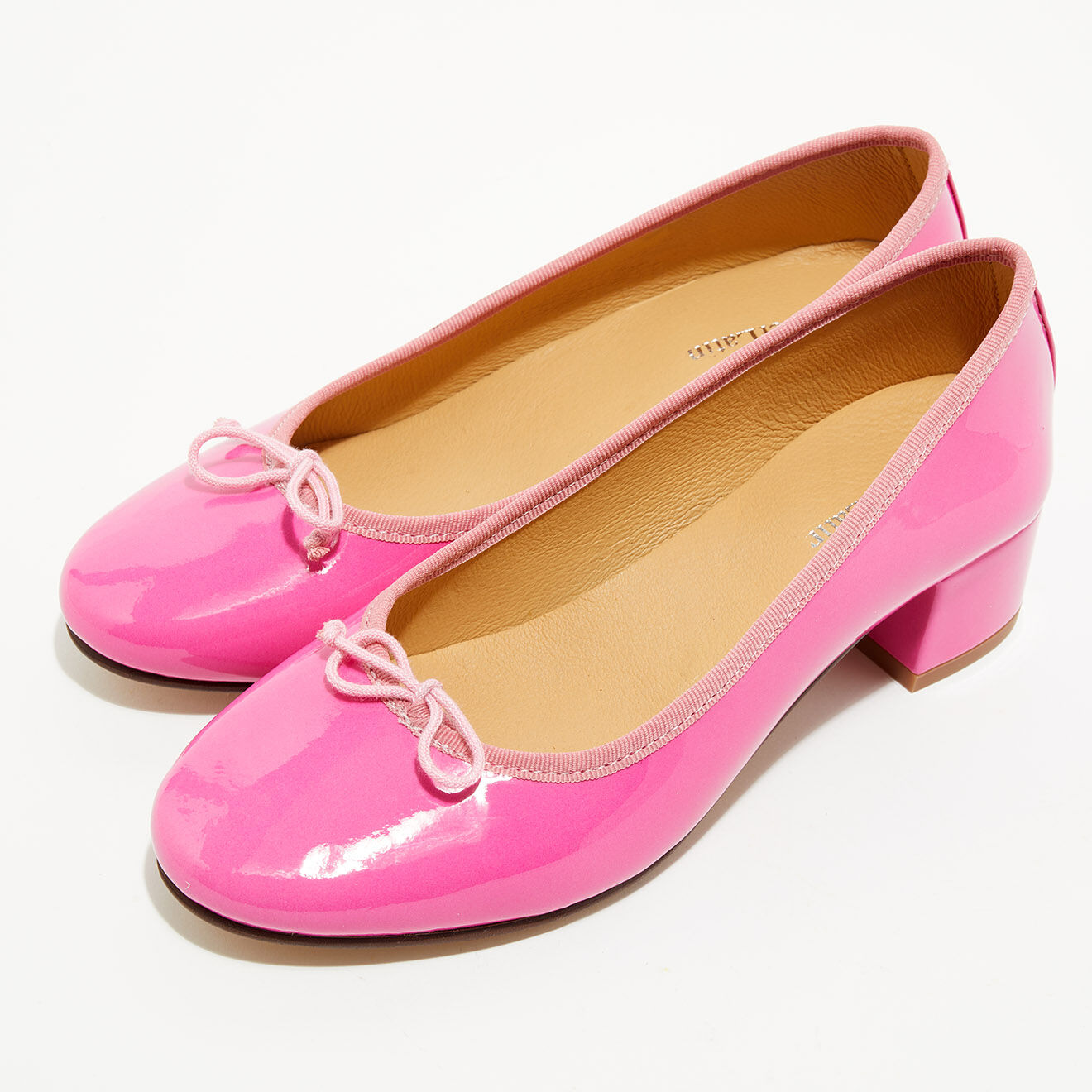 Quartier Latin Ballerines trotters en Cuir verni Diane roses - Talon 4 cm