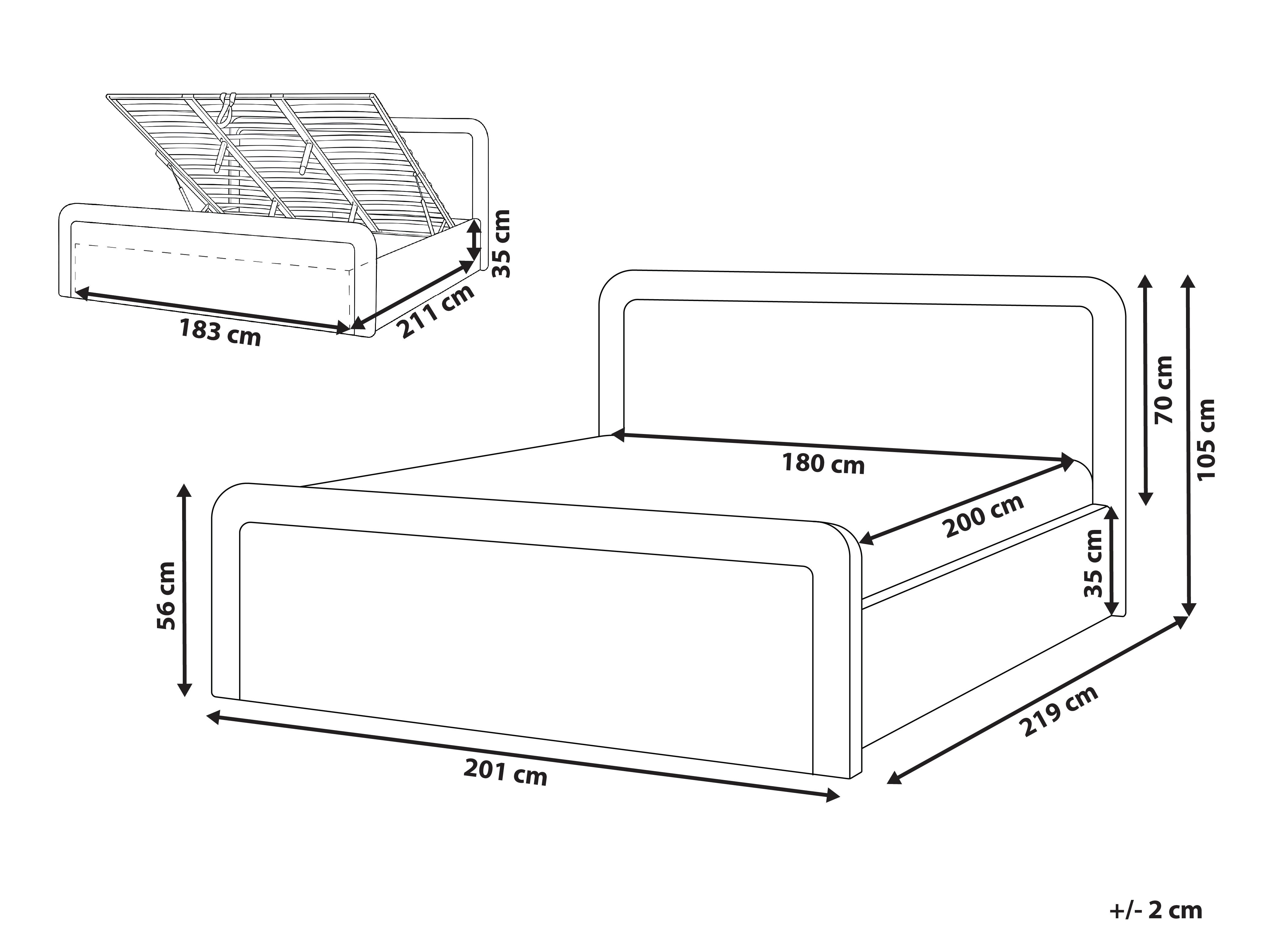 Bed met opbergruimte Stof VIVIERS 180 x 200 cm Taupe