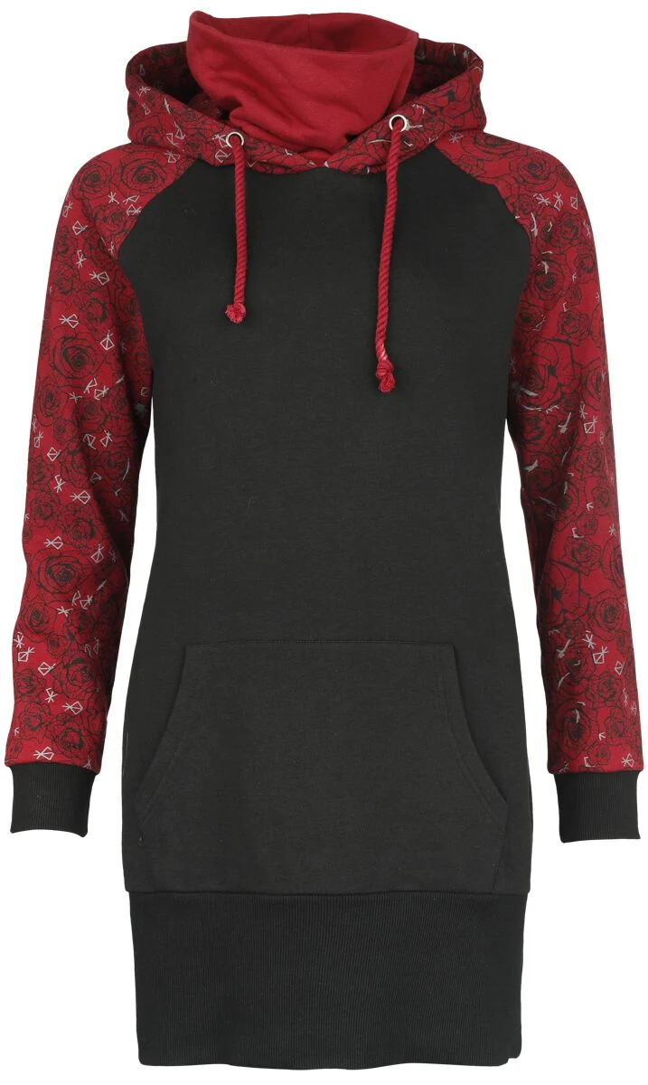 Robe à capuche avec roses & crânes | Black Premium by EMP Robe courte