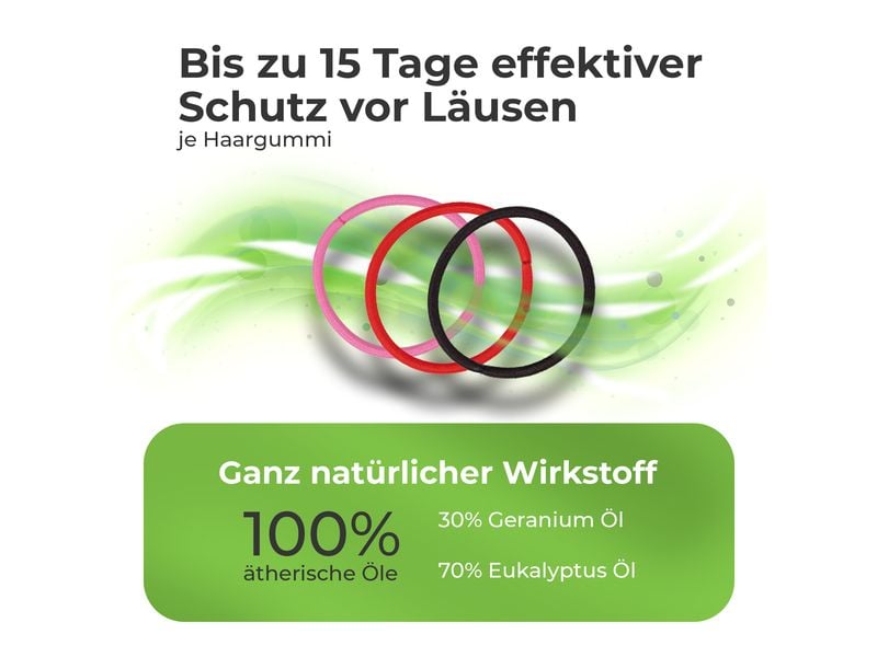 Quick Aid Insektenabwehr Anti-Läuse Haargummi rot 4 Stück Natürlicher und effektiver Schutz gegen Kopfläuse