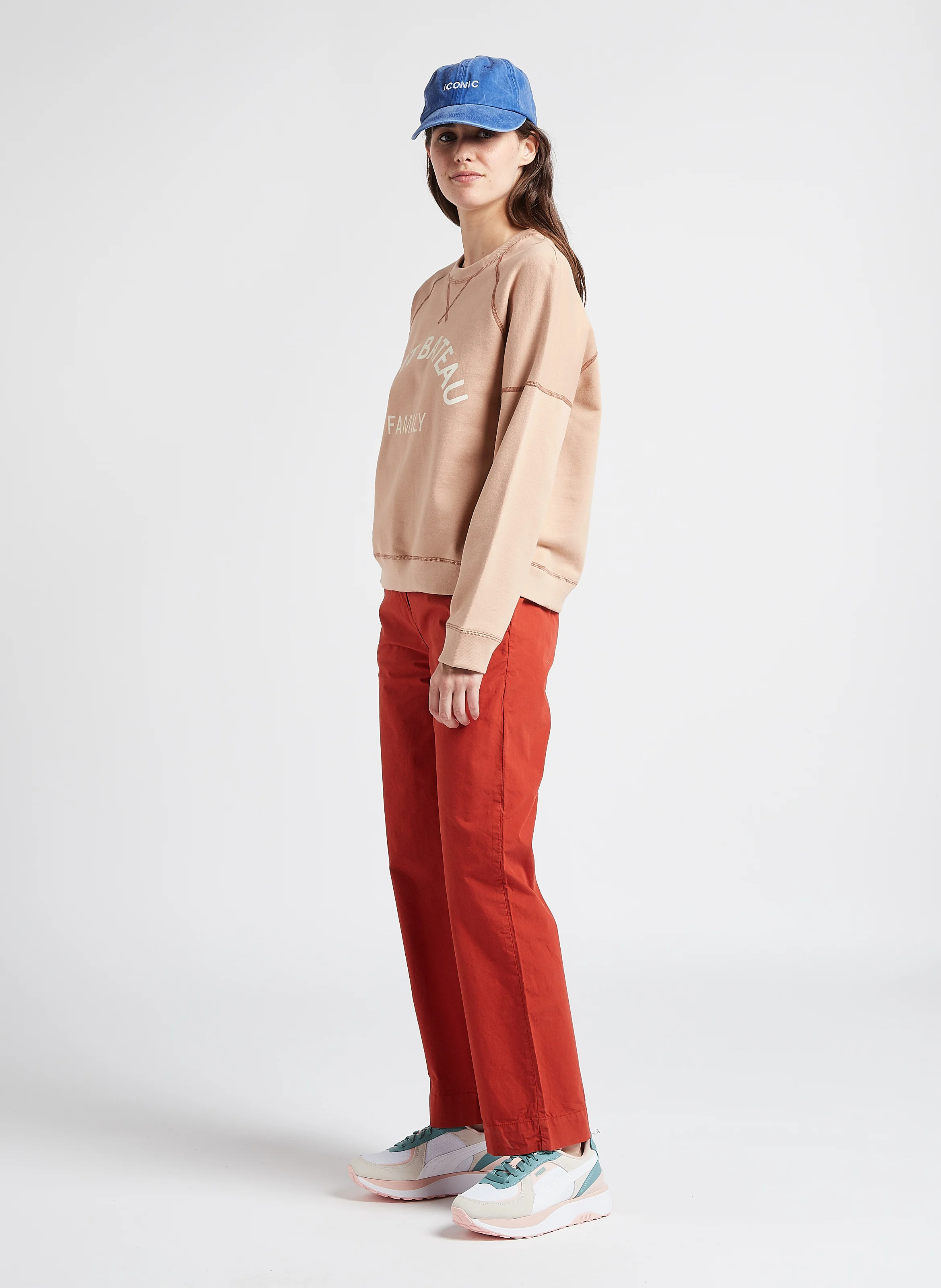 Sweat col rond en coton | Rose