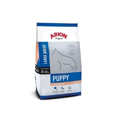 Arion - 10 x Dog Food - Puppy Large - Salmon & Rice - 12 Kg ialt 120kg -STOR KØB - Køb med en ven