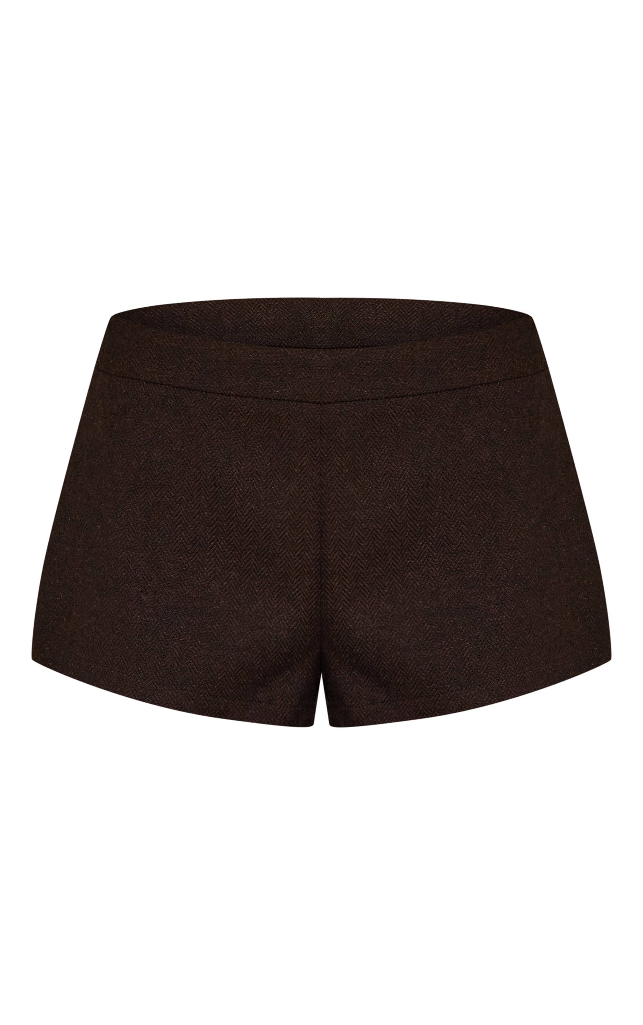 Brown Short Tailleur Mini À Chevrons