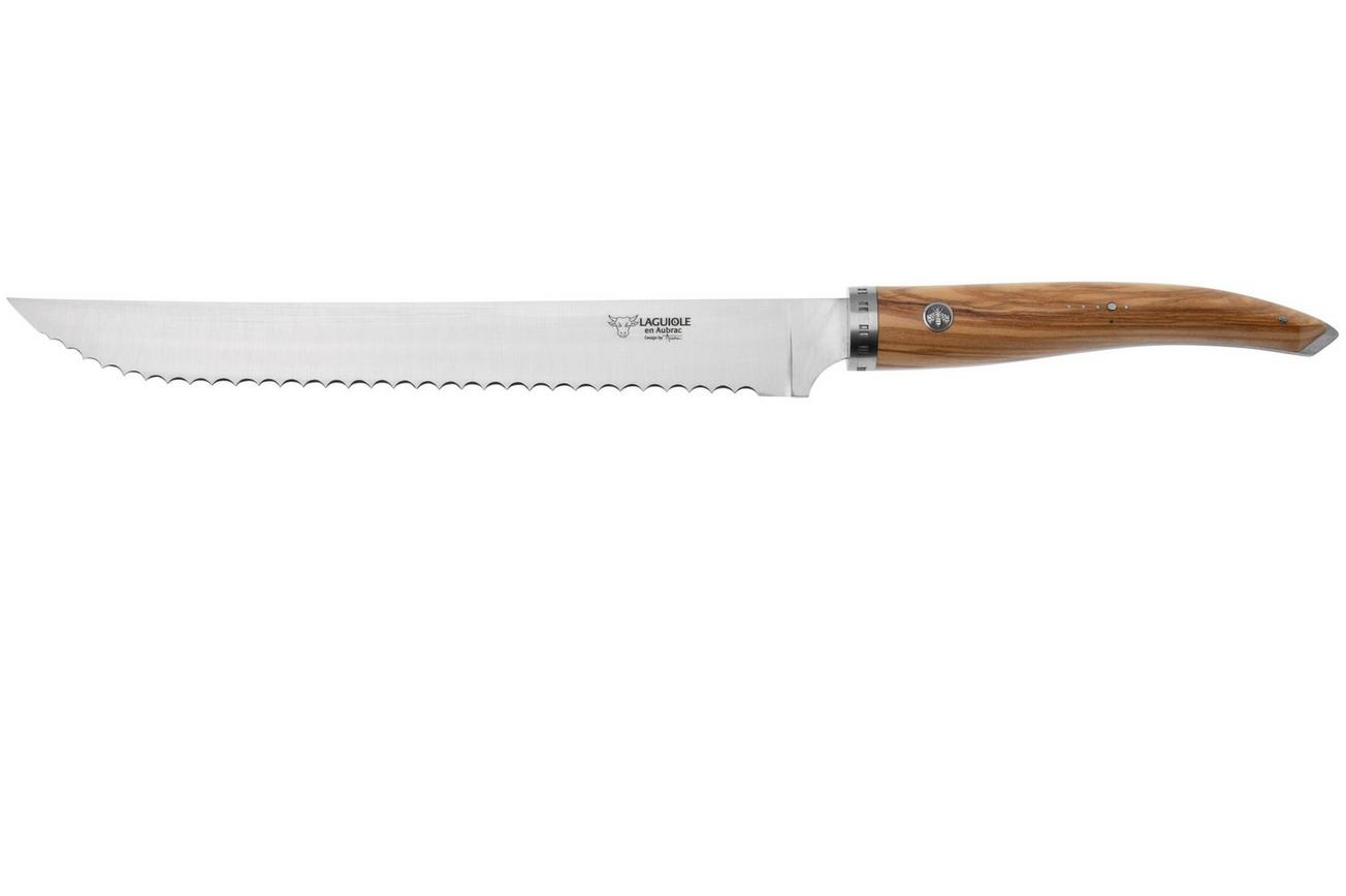 Laguiole en Aubrac Gourmet PGO25OLI olijfhout broodmes, 25 cm