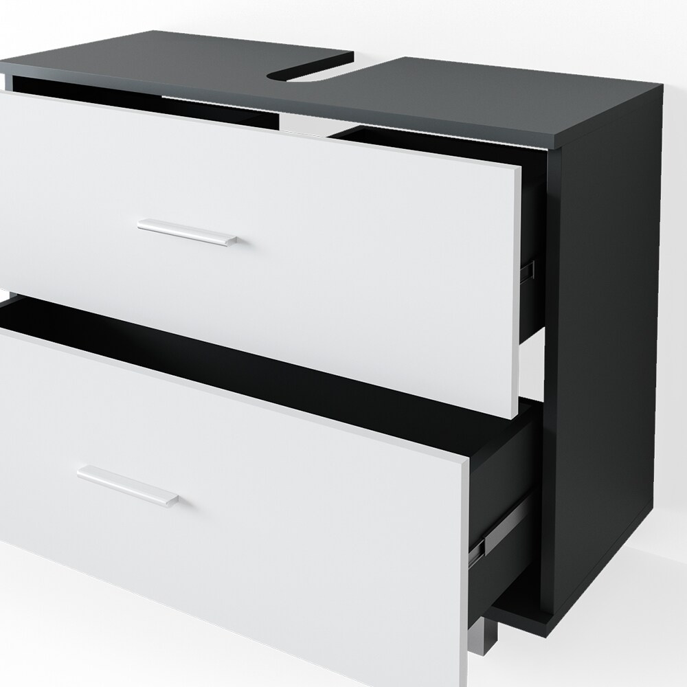 VICCO Badmöbel Set ILIAS Weiß Anthrazit Spiegel Kommode Unterschrank Badschrank