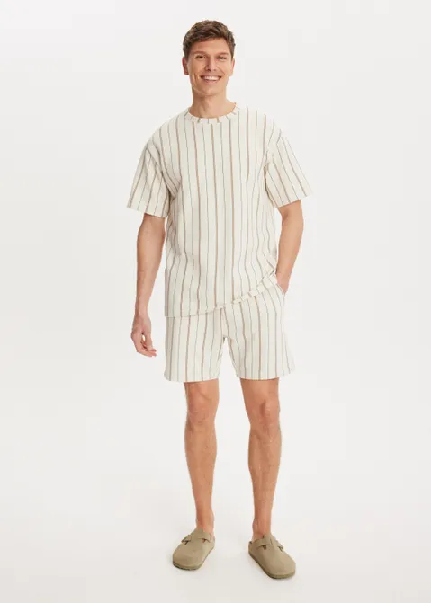 Korte broek met structuur off-white (BONE)