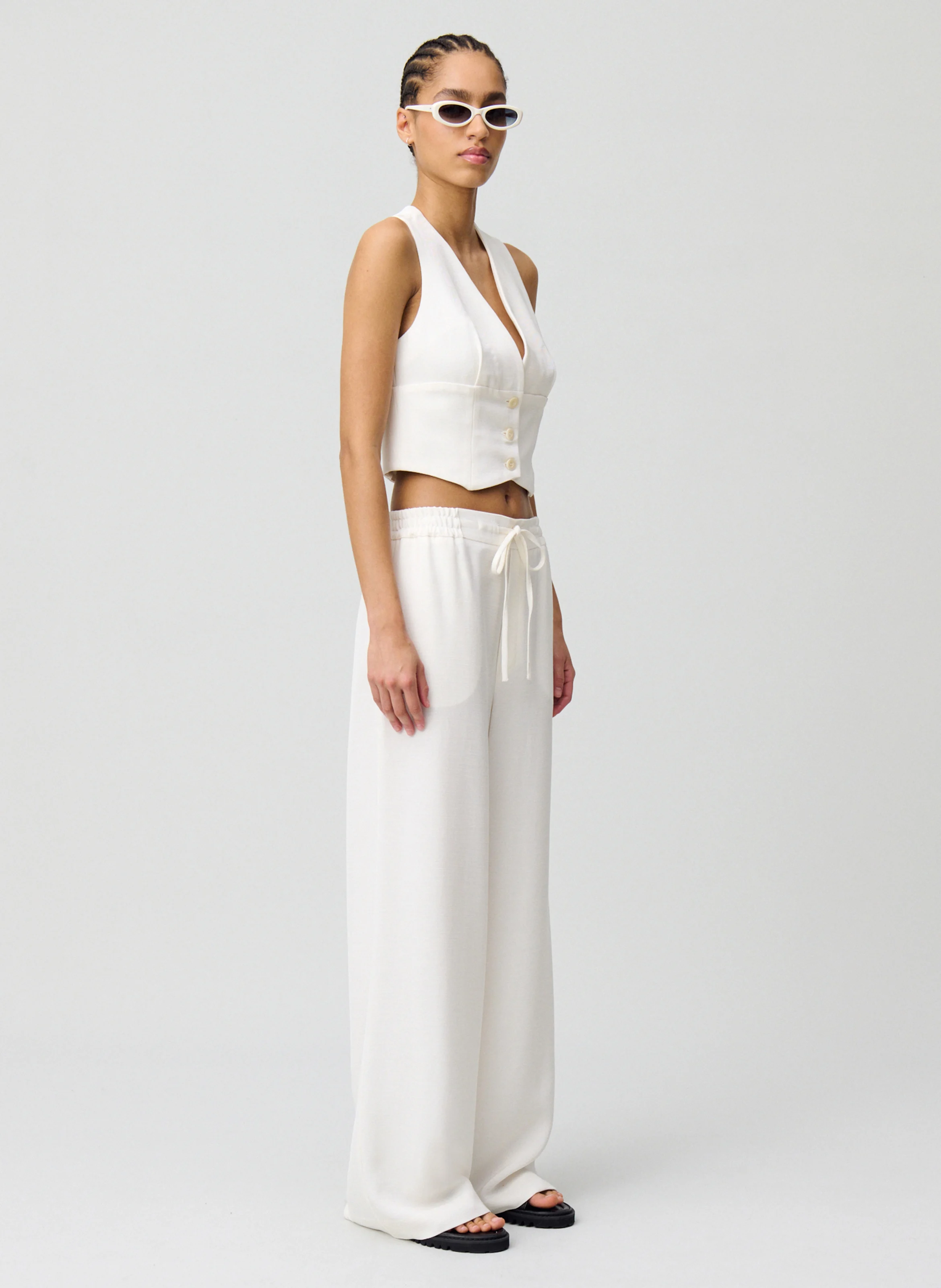 Top veston boutonné | Blanc