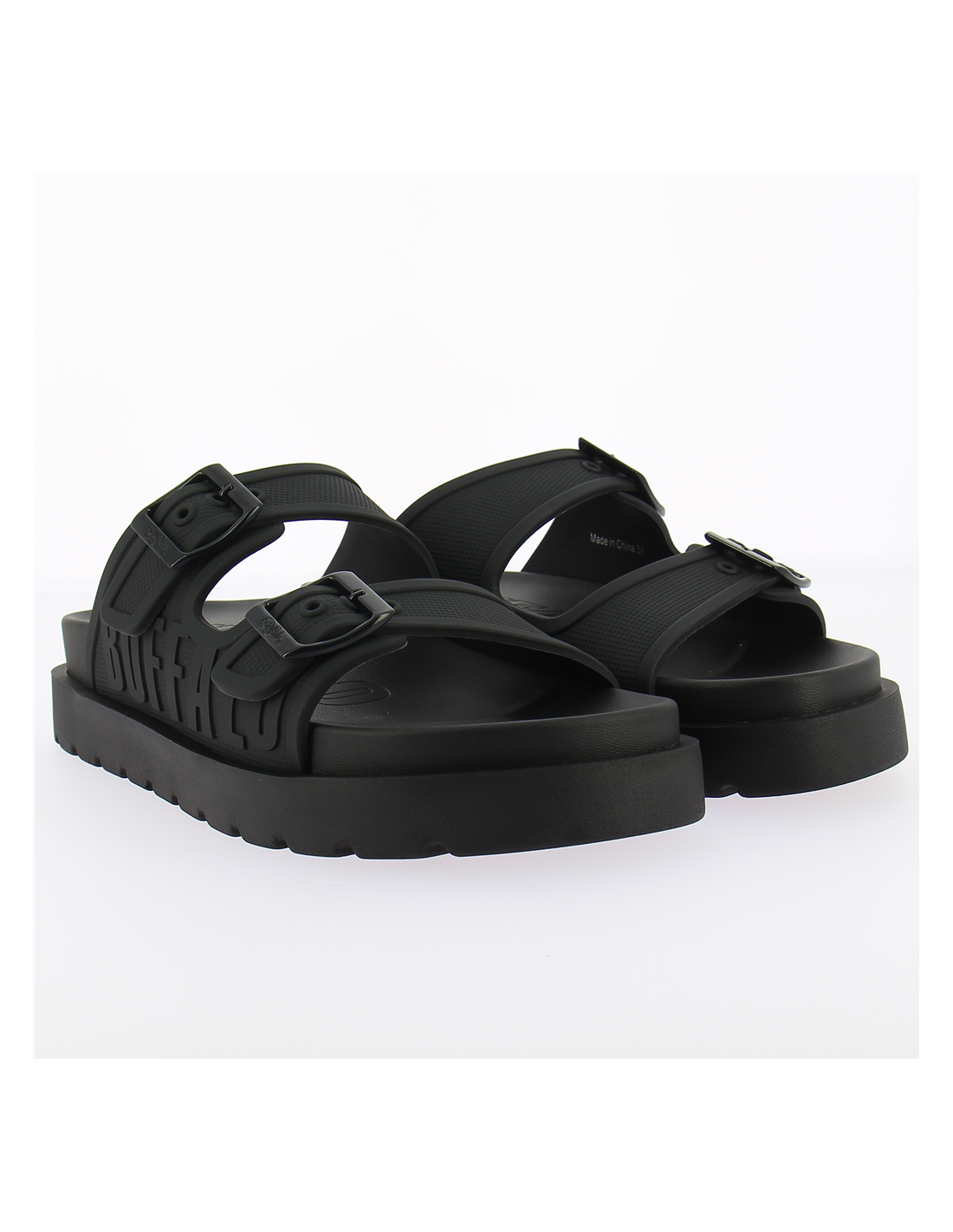 buffalo mules compensées femme eve sol vegan noir
