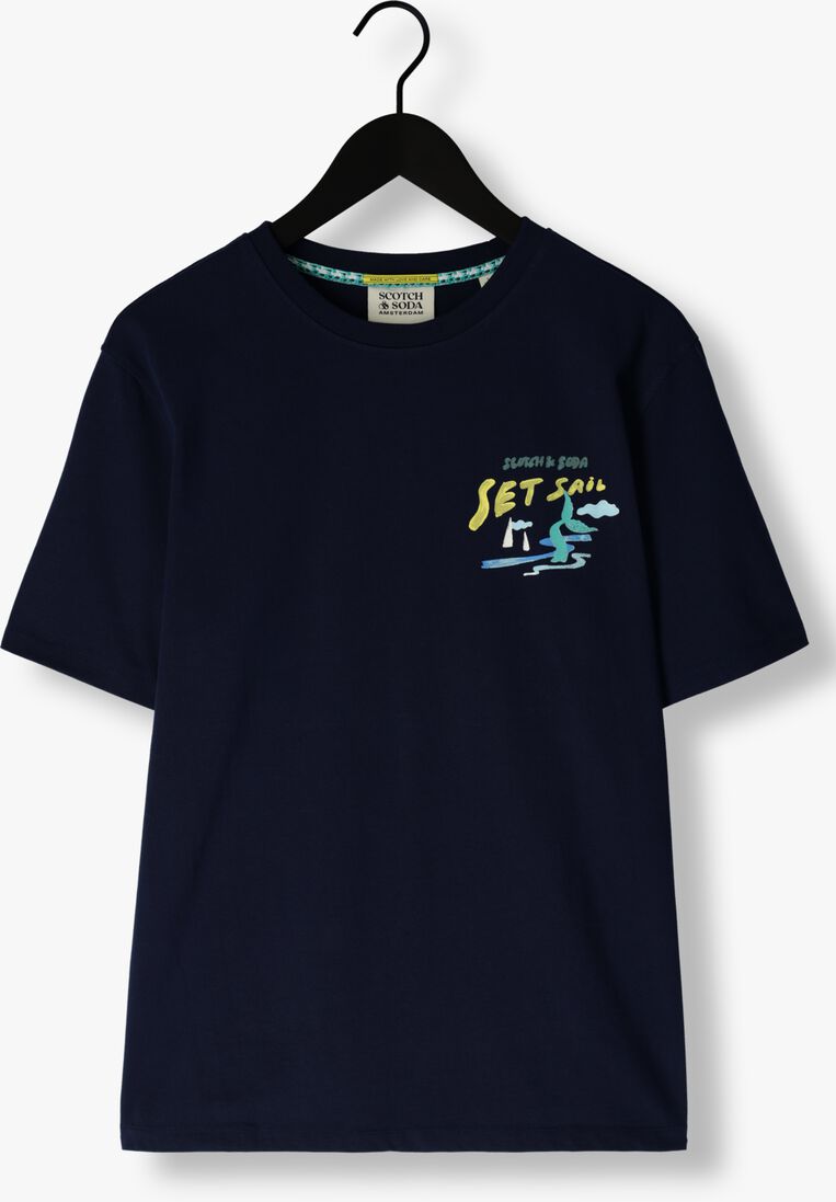 SCOTCH & SODA donkerblauwe scotch & soda t-shirt front back sailor artwork t-shirt