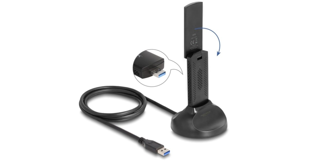 DeLOCKWi-Fi 6E Dual Band WLAN USB Adapter AX3000 wlan adapter  (Zwart)