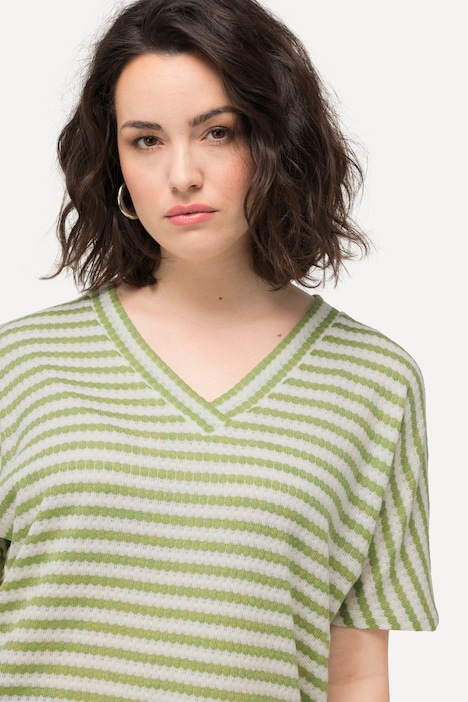 Kurzarmpullover, Two-Tone, Oversized, V-Ausschnitt, Halbarm