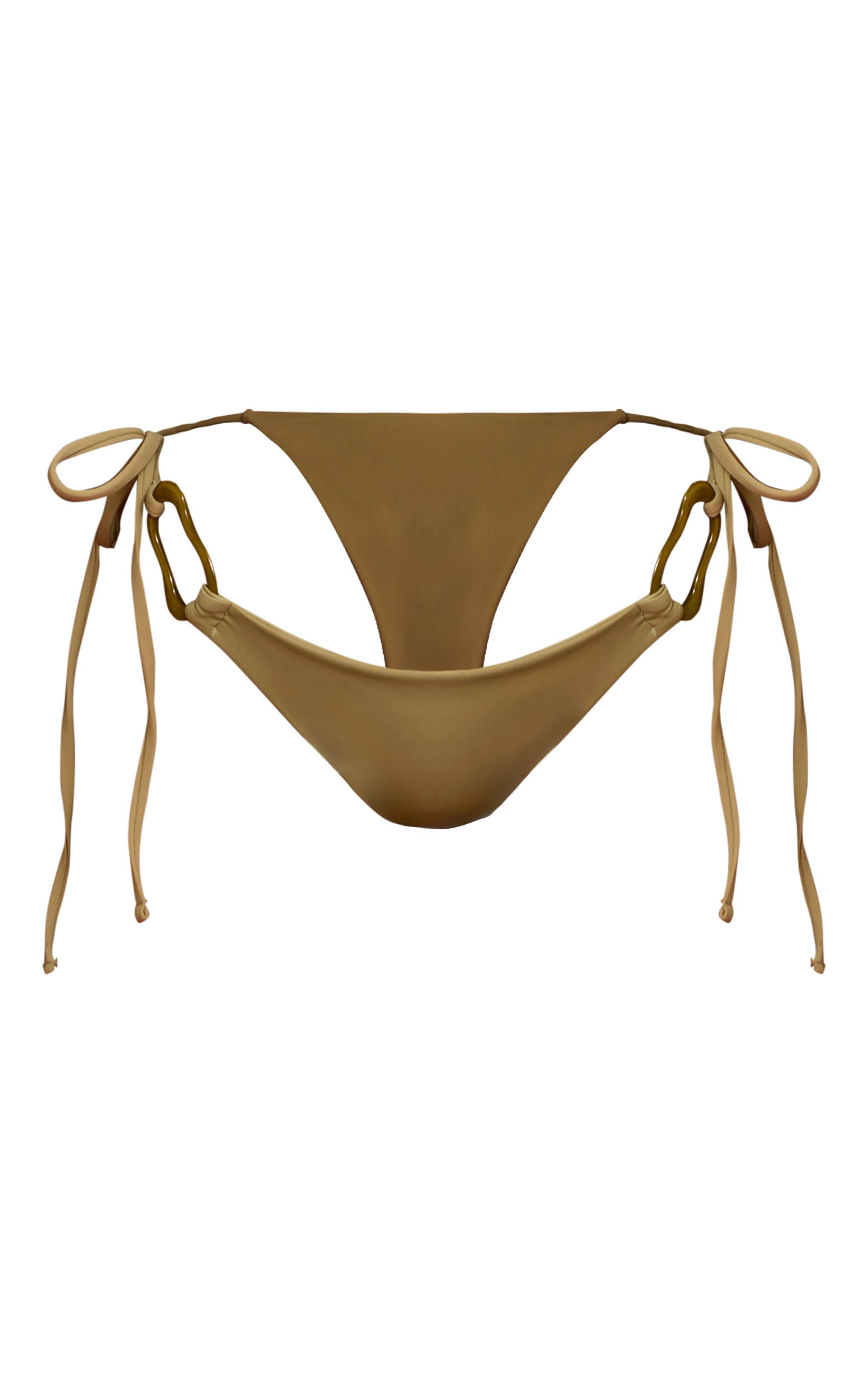 Vert Sauge Bas De Bikini À Nouer Sur Les Côtés Avec Ornements En Résine