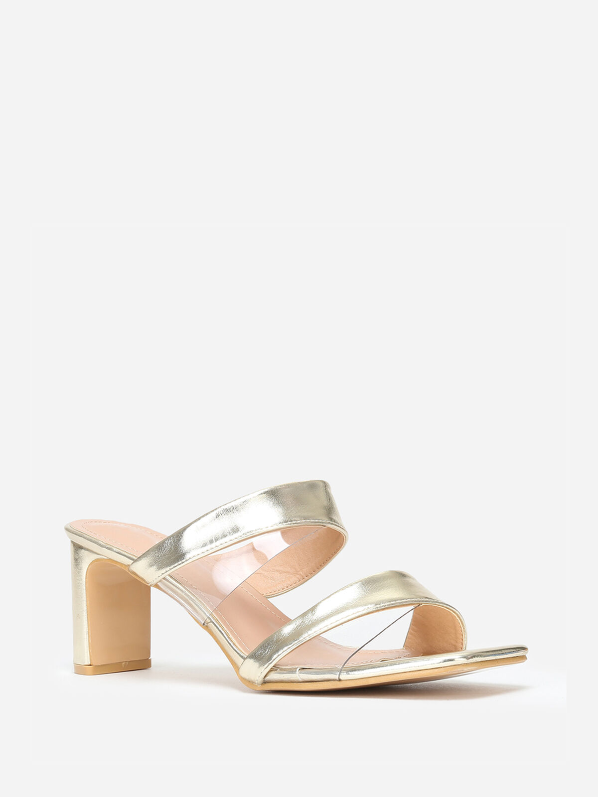 Mules à brides et transparentes grandes tailles- Doré