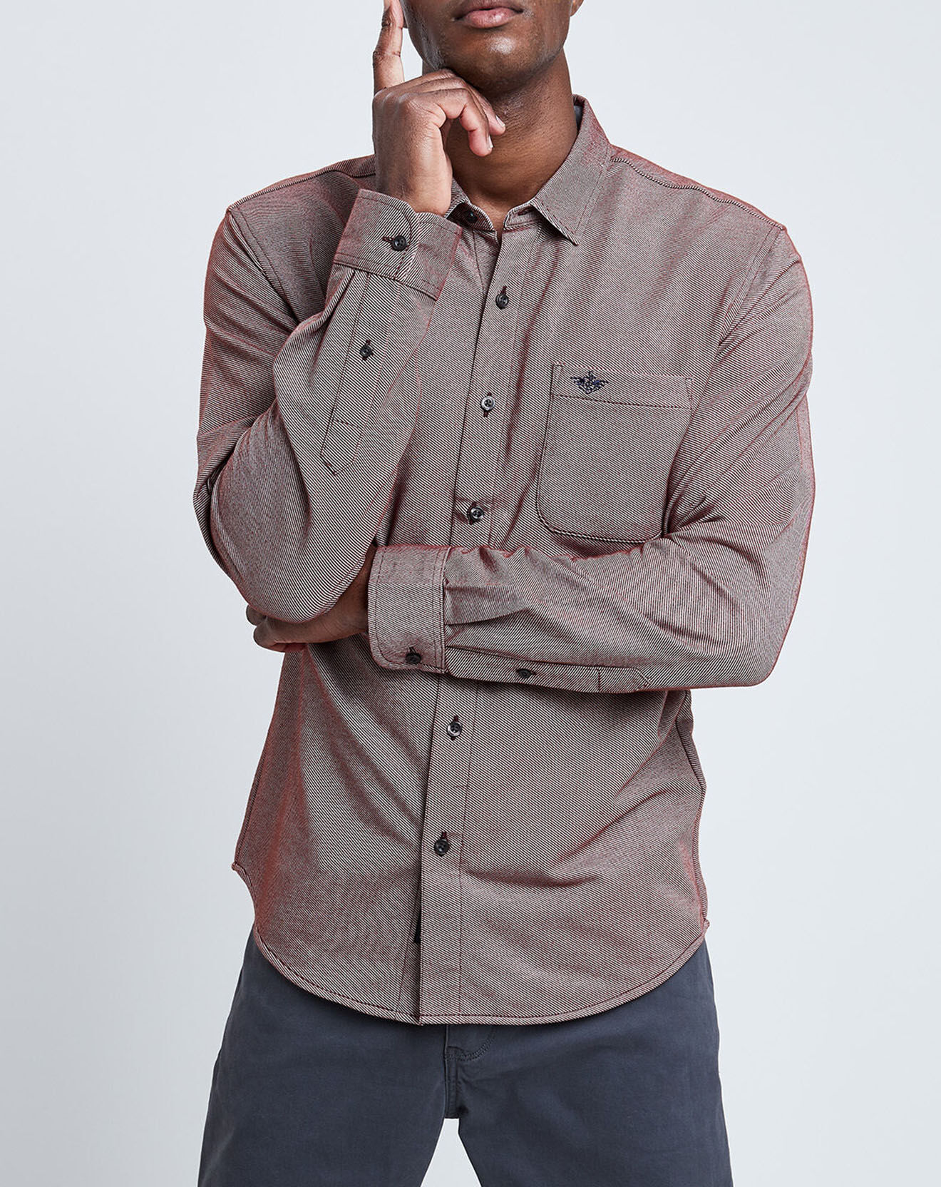 Dockers Chemise Slim Flex rayures rouge/blanc