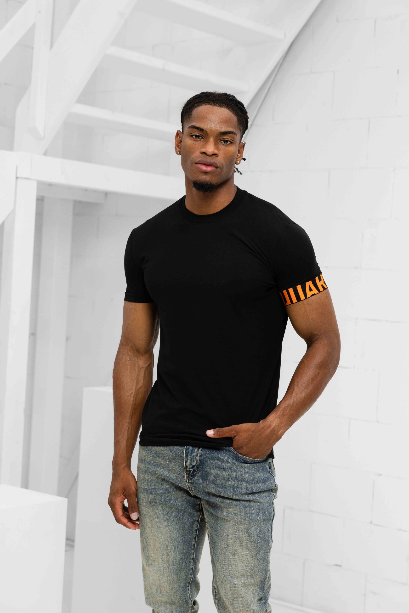 Dsquared2 Round Neck T-Shirt Heren Zwart/Oranje